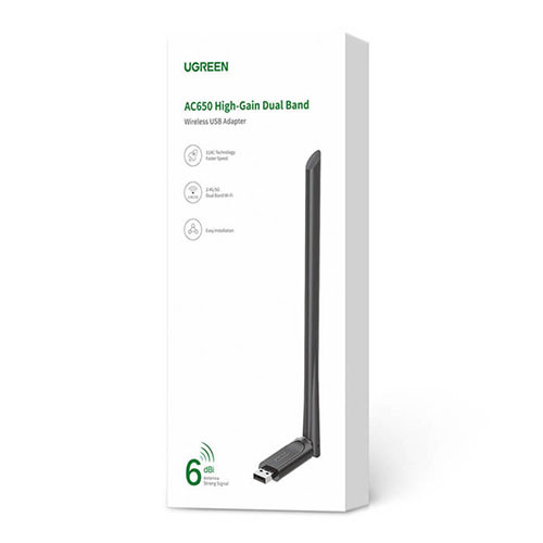 UGREEN AC650 High-Gain Dual Band Wireless USB Adapter UG-90339 CM496