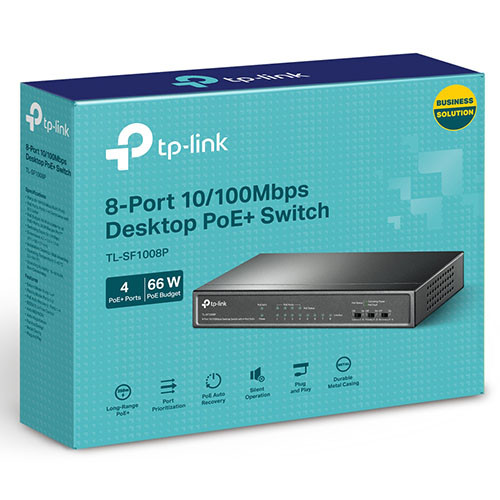 TP-Link 8-Port 10/100Mbps Desktop Switch with 4-Port PoE+ TL-SF1008P